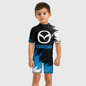Детский купальный костюм 3D с принтом MAZDA в Ухте, Полиэстер 85%, Спандекс 15% | застежка на молнии на спине | car | mazda |  auto | авто | мазда | машина