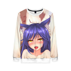 Женский свитшот 3D с принтом Язык в Ухте, 100% полиэстер с мягким внутренним слоем | круглый вырез горловины, мягкая резинка на манжетах и поясе, свободная посадка по фигуре | ahegao | anime | аниме | ахегао