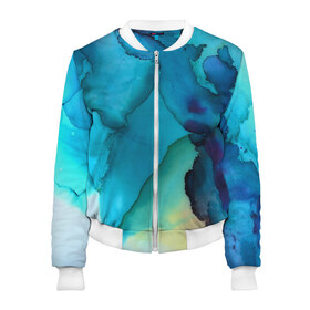 Женский бомбер 3D с принтом Акриловый в Ухте, 100% полиэстер | застегивается на молнию, по бокам два кармана без застежек, мягкие манжеты, по низу бомбера и на воротнике — эластичная резинка | abstraction | color | spray | tie dye | абстракция | акварель | брызги красок | живопись | искусство | капли капли | краски | текстуры | цветные краски | яркие цвета