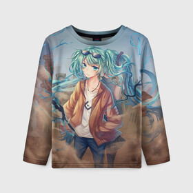 Детский лонгслив 3D с принтом Suna Miku в Ухте, 100% полиэстер | длинные рукава, круглый вырез горловины, полуприлегающий силуэт
 | anime | hatsune | miku | vocaloid | аниме | вокалоид | мику