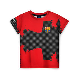 Детская футболка 3D с принтом BARCELONA SPORT RED в Ухте, 100% гипоаллергенный полиэфир | прямой крой, круглый вырез горловины, длина до линии бедер, чуть спущенное плечо, ткань немного тянется | football | soccer | барселона