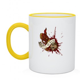 Кружка двухцветная с принтом Khorne is back в Ухте, керамика | объем — 330 мл, диаметр — 80 мм. Цветная ручка и кайма сверху, в некоторых цветах — вся внутренняя часть | 