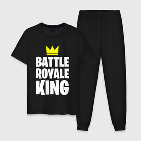 Мужская пижама хлопок с принтом Battle Royale King в Ухте, 100% хлопок | брюки и футболка прямого кроя, без карманов, на брюках мягкая резинка на поясе и по низу штанин
 | Тематика изображения на принте: 
