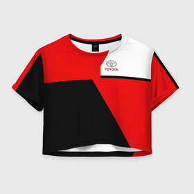Женская футболка 3D укороченная с принтом TOYOTA SPORT в Ухте, 100% полиэстер | круглая горловина, длина футболки до линии талии, рукава с отворотами | auto | toyota | авто | автомобиль | автомобильные | бренд | марка | машины | тойота