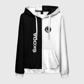 Мужская толстовка 3D на молнии с принтом Skoda Auto a s в Ухте, 100% полиэстер | длина до линии бедра, манжеты и пояс оформлены мягкой тканевой резинкой, двухслойный капюшон со шнурком для регулировки, спереди молния, по бокам два кармана | a.s. | auto | crossover | fabia | karoq | kodiaq | octavia | skoda | sport | superb | yeti | авто | автомобиль | знак | лого | машина | седан | символ | спорт | сшкода | тачка | хэтчбек | шкода | эмблема