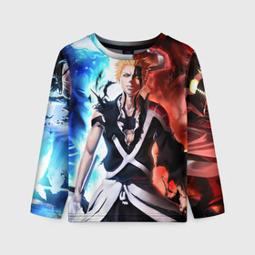 Детский лонгслив 3D с принтом Bleach в Ухте, 100% полиэстер | длинные рукава, круглый вырез горловины, полуприлегающий силуэт
 | anime | bleach | ichigo kurosaki | блич
