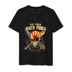 Мужская футболка хлопок с принтом Five Finger Death Punch в Ухте, 100% хлопок | прямой крой, круглый вырез горловины, длина до линии бедер, слегка спущенное плечо. | 5fdp | ffdp | five finger death punch