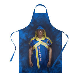 Фартук 3D с принтом Александр Усик в Ухте, 100% полиэстер | общий размер — 65 х 85 см, ширина нагрудника — 26 см, горловина — 53 см, длина завязок — 54 см, общий обхват в поясе — 173 см. Принт на завязках и на горловине наносится с двух сторон, на основной части фартука — только с внешней стороны | wbc | wbo | бокс | боксеры | усик