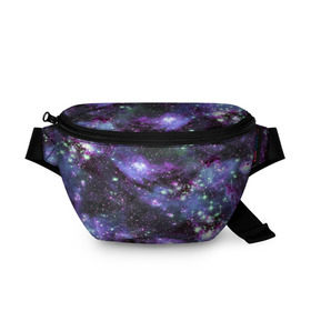 Поясная сумка 3D с принтом Sky nebula в Ухте, 100% полиэстер | плотная ткань, ремень с регулируемой длиной, внутри несколько карманов для мелочей, основное отделение и карман с обратной стороны сумки застегиваются на молнию | abstraction | cosmos | nebula | space | star | universe | абстракция | вселенная | звезды | космос | мир | планеты