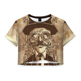 Женская футболка 3D укороченная Стимпанк: в Ухте, 100% полиэстер | круглая горловина, длина футболки до линии талии, рукава с отворотами | наука | стиль | фантастика