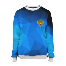 Женский свитшот 3D с принтом Russia lowpoly collection blue в Ухте, 100% полиэстер с мягким внутренним слоем | круглый вырез горловины, мягкая резинка на манжетах и поясе, свободная посадка по фигуре | abstraction | grunge | russia | sport | абстракция | герб | краска | русский | символика рф | спорт | спортивный | триколор | униформа | форма | я русский