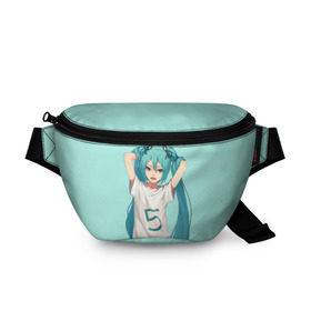 Поясная сумка 3D с принтом Hatsune Miku в Ухте, 100% полиэстер | плотная ткань, ремень с регулируемой длиной, внутри несколько карманов для мелочей, основное отделение и карман с обратной стороны сумки застегиваются на молнию | 