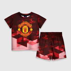 Детский костюм с шортами 3D с принтом Manchester United Abstract в Ухте,  |  | england | football | logo | manchester united | sport | абстракция | англия | арт | геометрия | лига | лого | манчестер | спорт | текстура | фигуры | фк | футбол | футбольный клуб | эмблема