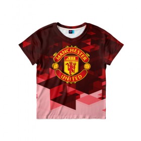 Детская футболка 3D с принтом Manchester United Abstract в Ухте, 100% гипоаллергенный полиэфир | прямой крой, круглый вырез горловины, длина до линии бедер, чуть спущенное плечо, ткань немного тянется | england | football | logo | manchester united | sport | абстракция | англия | арт | геометрия | лига | лого | манчестер | спорт | текстура | фигуры | фк | футбол | футбольный клуб | эмблема