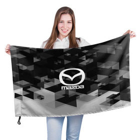 Флаг 3D с принтом Mazda sport geometry в Ухте, 100% полиэстер | плотность ткани — 95 г/м2, размер — 67 х 109 см. Принт наносится с одной стороны | auto | automobile | car | carbon | machine | mazda | motor | motor car | sport car | автомашина | бренд | легковой автомобиль | мазда | марка | спортивный автомобиль | тачка