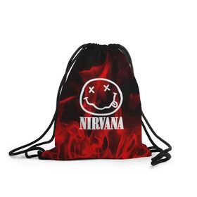 Рюкзак-мешок 3D с принтом NIRVANA в Ухте, 100% полиэстер | плотность ткани — 200 г/м2, размер — 35 х 45 см; лямки — толстые шнурки, застежка на шнуровке, без карманов и подкладки | Тематика изображения на принте: nirvana | punk | rock | альтернативный хип хоп | группа | инди поп | музыка | музыкальное произведение | ноты | панк | регги | рок | синти поп