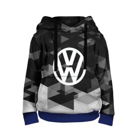 Детская толстовка 3D с принтом Volkswagen sport geometry в Ухте, 100% полиэстер | двухслойный капюшон со шнурком для регулировки, мягкие манжеты на рукавах и по низу толстовки, спереди карман-кенгуру с мягким внутренним слоем | auto | automobile | car | carbon | machine | motor | motor car | sport car | volkswagen | автомашина | бренд | легковой автомобиль | марка | спортивный автомобиль | тачка