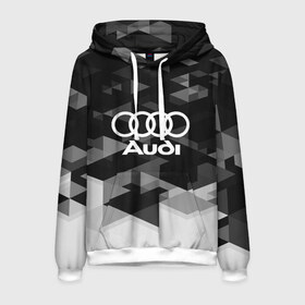 Мужская толстовка 3D с принтом Audi sport geometry в Ухте, 100% полиэстер | двухслойный капюшон со шнурком для регулировки, мягкие манжеты на рукавах и по низу толстовки, спереди карман-кенгуру с мягким внутренним слоем. | audi | auto | automobile | car | carbon | machine | motor | motor car | sport car | автомашина | ауди | бренд | легковой автомобиль | марка | спортивный автомобиль | тачка