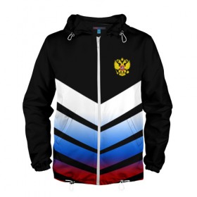 Мужская ветровка 3D с принтом RUSSIA SPORT в Ухте, 100% полиэстер | подол и капюшон оформлены резинкой с фиксаторами, два кармана без застежек по бокам, один потайной карман на груди | fc | football | fotball club | russia | sport | россия | спорт | спортивные | униформа | фирменные цвета | фк | футбол | футбольный клуб