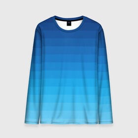 Мужской лонгслив 3D с принтом Синие полосы в Ухте, 100% полиэстер | длинные рукава, круглый вырез горловины, полуприлегающий силуэт | абстракция | лето | полосы | рэп | свэг | синий