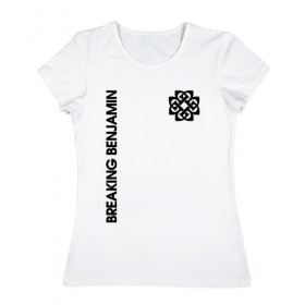 Женская футболка хлопок с принтом Breaking Benjamin в Ухте, 100% хлопок | прямой крой, круглый вырез горловины, длина до линии бедер, слегка спущенное плечо | bb | benjamin | breaking | breaking benjamin | аарон брук | бб | бенджамин | бенжамин | бернли | брейкинг | брекин | группа | джейсен рау | кит уоллен | ню метал | постгранж | рок | фоист | хардрок