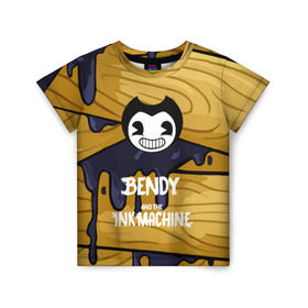 Детская футболка 3D с принтом Bendy and the Ink Machine в Ухте, 100% гипоаллергенный полиэфир | прямой крой, круглый вырез горловины, длина до линии бедер, чуть спущенное плечо, ткань немного тянется | Тематика изображения на принте: 0x000000123 | bendy | ink machine | бенди