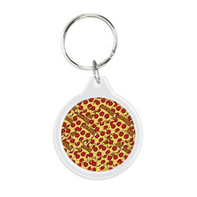 Брелок круглый с принтом Pizza в Ухте, пластик и полированная сталь | круглая форма, металлическое крепление в виде кольца | Тематика изображения на принте: cheese | fast food | food | junk food | pizza | еда | пицца | сыр | фастфут