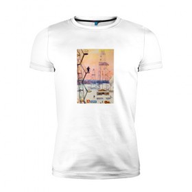 Мужская футболка премиум с принтом Ретро. в Ухте, 92% хлопок, 8% лайкра | приталенный силуэт, круглый вырез ворота, длина до линии бедра, короткий рукав | 1960 | вышка | газ | мороз | нефть | социализм | ссср | таймыр