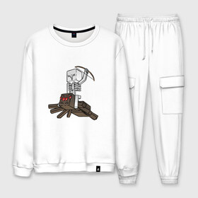 Мужской костюм хлопок с принтом Spider Jockey в Ухте, 100% хлопок | на свитшоте круглая горловина, мягкая резинка по низу. Брюки заужены к низу, на них два вида карманов: два “обычных” по бокам и два объемных, с клапанами, расположенные ниже линии бедра. Брюки с мягкой трикотажной резинкой на поясе и по низу штанин. В поясе для дополнительного комфорта — широкие завязки | minecraft | minecraft spider jockey | майнкрафт