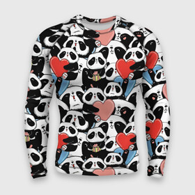 Мужской рашгард 3D с принтом Funny Panda в Ухте,  |  | Тематика изображения на принте: bear | heart | positive | медведь | мишка | орнамент | панда | подарок | позитив | сердечки | сердце | сюрприз | узор