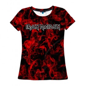 Женская футболка 3D с принтом Iron Maiden в Ухте, 100% полиэфир ( синтетическое хлопкоподобное полотно) | прямой крой, круглый вырез горловины, длина до линии бедер | альтернативный | блюз | британская | готик | гранж | группа | метал | модные | музыка | пост | рок | хард