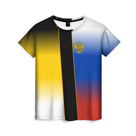 Женская футболка 3D с принтом Флаги Российской Империи в Ухте, 100% полиэфир ( синтетическое хлопкоподобное полотно) | прямой крой, круглый вырез горловины, длина до линии бедер | ru | rus | герб | двуглавый орел | империя | россия | русская | рф | флаг