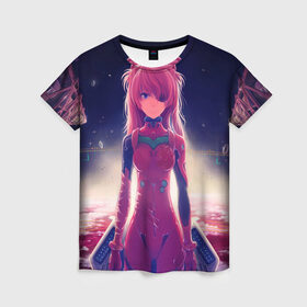 Женская футболка 3D с принтом Аска Лэнгли Сорью в Ухте, 100% полиэфир ( синтетическое хлопкоподобное полотно) | прямой крой, круглый вырез горловины, длина до линии бедер | captain | child | evangelion | gehirn | genesis | langley | neon | nerv | rebuild | second | soryu | space | аска | второе | дитя | ева | евангелион | капитан | космос | лэнгли | пилот | сорью