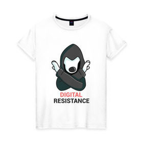 Женская футболка хлопок с принтом Digital Resistance Dog в Ухте, 100% хлопок | прямой крой, круглый вырез горловины, длина до линии бедер, слегка спущенное плечо | 