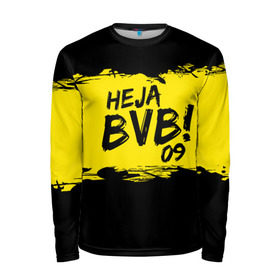 Мужской лонгслив 3D с принтом Borussia Dortmund FC в Ухте, 100% полиэстер | длинные рукава, круглый вырез горловины, полуприлегающий силуэт | Тематика изображения на принте: 09 | bvb | heja | боруссия | германия | дортмунд | клуб | фк | футбол | футбольный