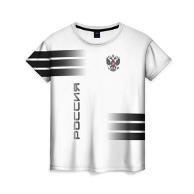 Женская футболка 3D с принтом Россия в Ухте, 100% полиэфир ( синтетическое хлопкоподобное полотно) | прямой крой, круглый вырез горловины, длина до линии бедер | ru | rus | герб | двуглавый | знак | империя | надпись | орел | патриот | российская | российский | россия | русич | русская | русский | русь | рф | символ | страна | федерация | флаг | флага | цвета