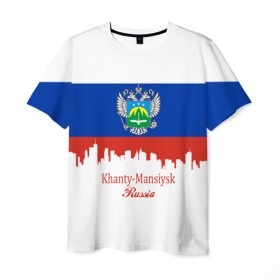 Мужская футболка 3D с принтом KHANTY-MANSIYSK (Ханты-Мансийс в Ухте, 100% полиэфир | прямой крой, круглый вырез горловины, длина до линии бедер | 