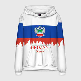 Мужская толстовка 3D с принтом GROZNY (Грозный) в Ухте, 100% полиэстер | двухслойный капюшон со шнурком для регулировки, мягкие манжеты на рукавах и по низу толстовки, спереди карман-кенгуру с мягким внутренним слоем. | chechnya | grozny | герб | город | грозный | кавказ | кавказец | кадыров | надпись | патриот | республика | северный | флаг | флага | цвета | чех | чечен | чеченец | чеченка | чеченская | чечня
