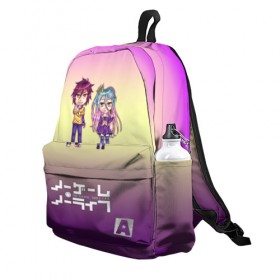 Рюкзак 3D с принтом No Game No Life в Ухте, 100% полиэстер | лямки с регулируемой длиной, сверху петелька, чтобы рюкзак можно было повесить на вешалку. Основное отделение закрывается на молнию, как и внешний карман. Внутри два дополнительных кармана, один из которых закрывается на молнию. По бокам два дополнительных кармашка | 