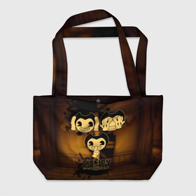 Пляжная сумка 3D с принтом Bendy and the ink machine (28) в Ухте, 100% полиэстер | застегивается на металлическую кнопку; внутренний карман застегивается на молнию. Стенки укреплены специальным мягким материалом, чтобы защитить содержимое от несильных ударов
 | bendy | bendy and the ink machine | demon | game | horror | ink | machine | trend | video game | демон | не говорю | не слышу | три обезьяны | я не вижу