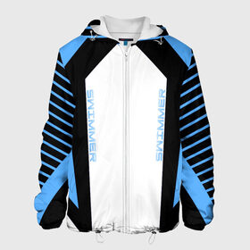 Мужская куртка 3D с принтом Swimmer в Ухте, ткань верха — 100% полиэстер, подклад — флис | прямой крой, подол и капюшон оформлены резинкой с фиксаторами, два кармана без застежек по бокам, один большой потайной карман на груди. Карман на груди застегивается на липучку | пловец | пловчиха