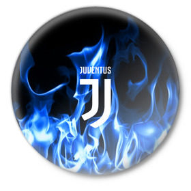 Значок с принтом JUVENTUS в Ухте,  металл | круглая форма, металлическая застежка в виде булавки | Тематика изображения на принте: fc | football | footer | juventus | soccer | socker | sport | огонь | пламя | спорт | футбол | футбольный клуб | ювентус