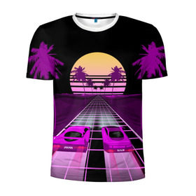 Мужская футболка 3D спортивная с принтом Vaporwave в Ухте, 100% полиэстер с улучшенными характеристиками | приталенный силуэт, круглая горловина, широкие плечи, сужается к линии бедра | 3d | cgi | digital art | music | retro | vaporwave | абстракция | вейпорвейв | геометрия | музыка | ретро