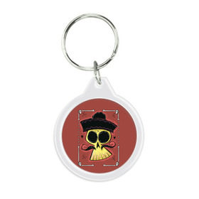 Брелок круглый с принтом Dia de los Muertos в Ухте, пластик и полированная сталь | круглая форма, металлическое крепление в виде кольца | череп