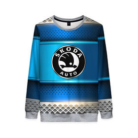 Женский свитшот 3D с принтом SKODA sport collection в Ухте, 100% полиэстер с мягким внутренним слоем | круглый вырез горловины, мягкая резинка на манжетах и поясе, свободная посадка по фигуре | auto | automobile | car | carbon | machine | motor | motor car | skoda | sport car | автомашина | бренд | легковой автомобиль | марка | спортивный автомобиль | тачка