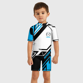 Детский купальный костюм 3D с принтом MAZDA SPORT в Ухте, Полиэстер 85%, Спандекс 15% | застежка на молнии на спине | auto | mazda | sport | авто | автомобиль | автомобильные | бренд | мазда | марка | машины | спорт