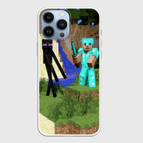 Чехол для iPhone 13 Pro Max с принтом Стив и эндермен. в Ухте,  |  | minecraft | minekraft | stive | майнкрафт | меч | стив