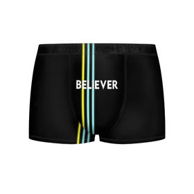 Мужские трусы 3D с принтом Believer Imagine Dragons в Ухте, 50% хлопок, 50% полиэстер | классическая посадка, на поясе мягкая тканевая резинка | Тематика изображения на принте: рок