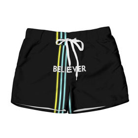 Женские шорты 3D с принтом Believer Imagine Dragons в Ухте, 100% полиэстер | прямой крой, два кармана без застежек по бокам. Мягкая трикотажная резинка на поясе, внутри которой широкие завязки. Длина до середины бедра | Тематика изображения на принте: рок