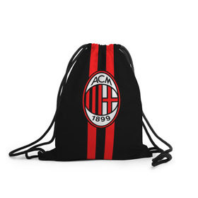 Рюкзак-мешок 3D с принтом AC Milan FC в Ухте, 100% полиэстер | плотность ткани — 200 г/м2, размер — 35 х 45 см; лямки — толстые шнурки, застежка на шнуровке, без карманов и подкладки | football | italia | logo | milan | sport | италия | лого | милан | спорт | фк | футбол | футбольный клуб